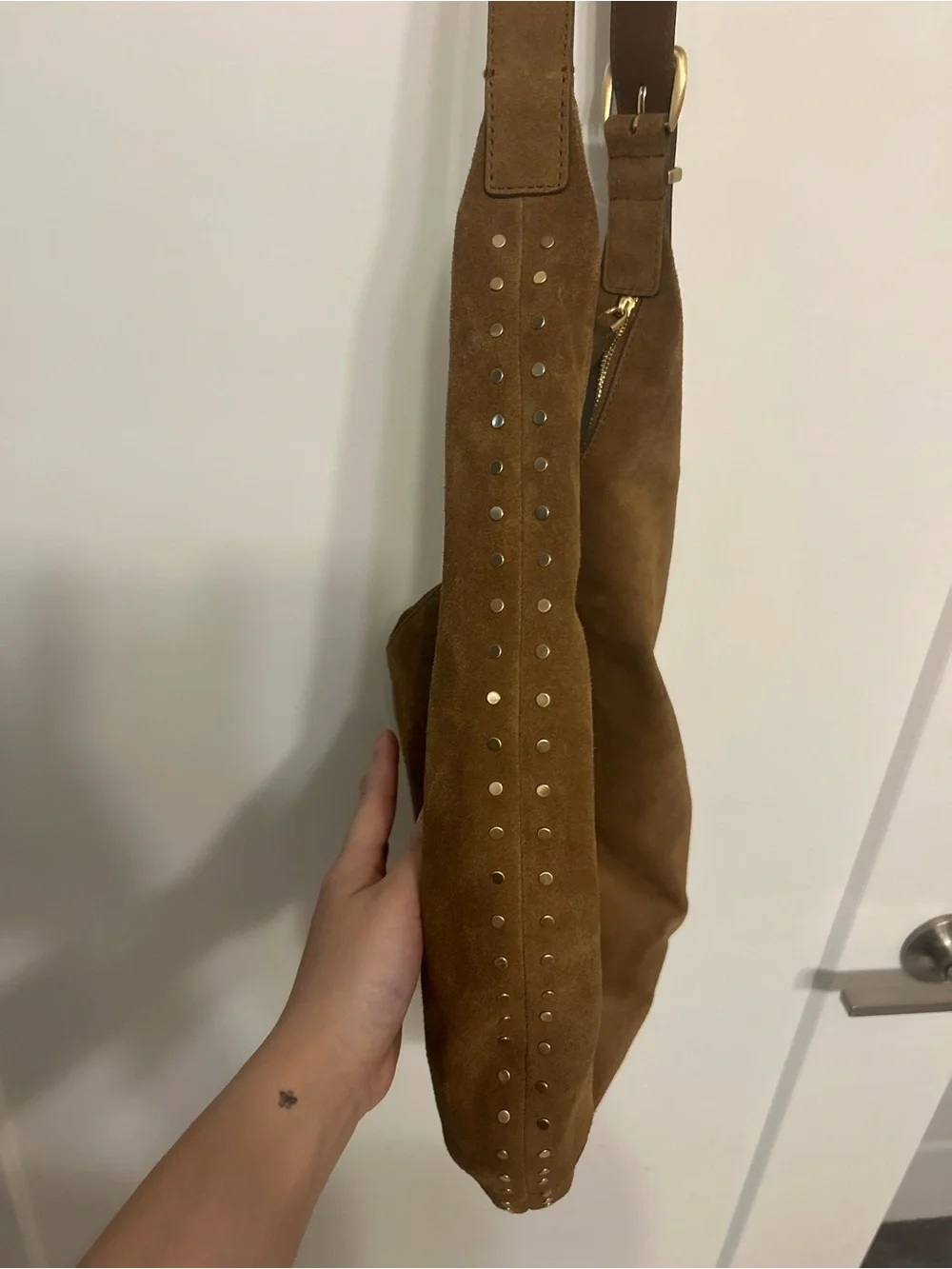 Like New Madewell Essential Curve Shoulder Suede Hobo Bag